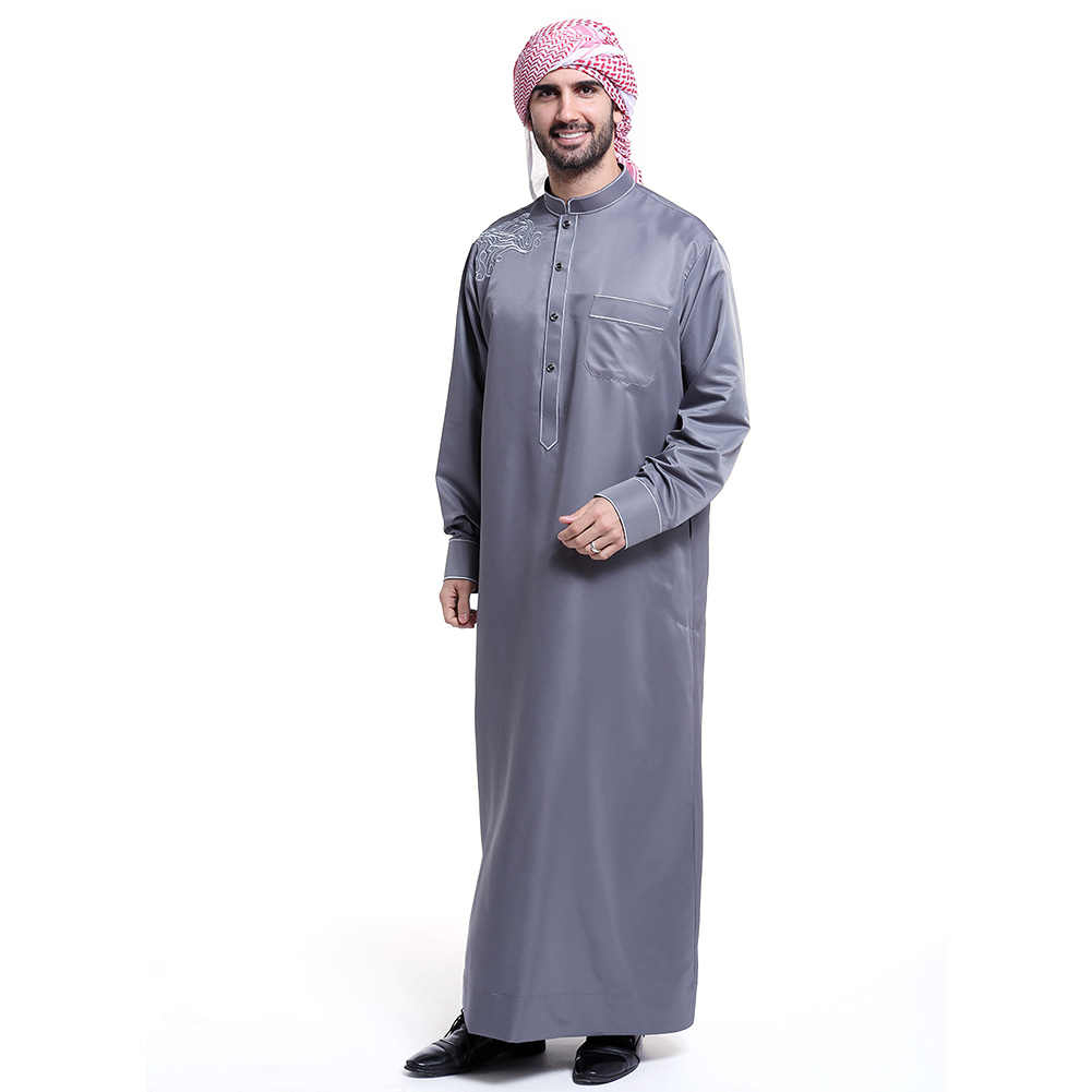 Abaya Embroidery Patterns Fashion Muslim Clothing Men Robes Long Sleeve Embroidery Pattern Arab Dubai Indian Middle East Islamic Man Thobe Kaftan 48