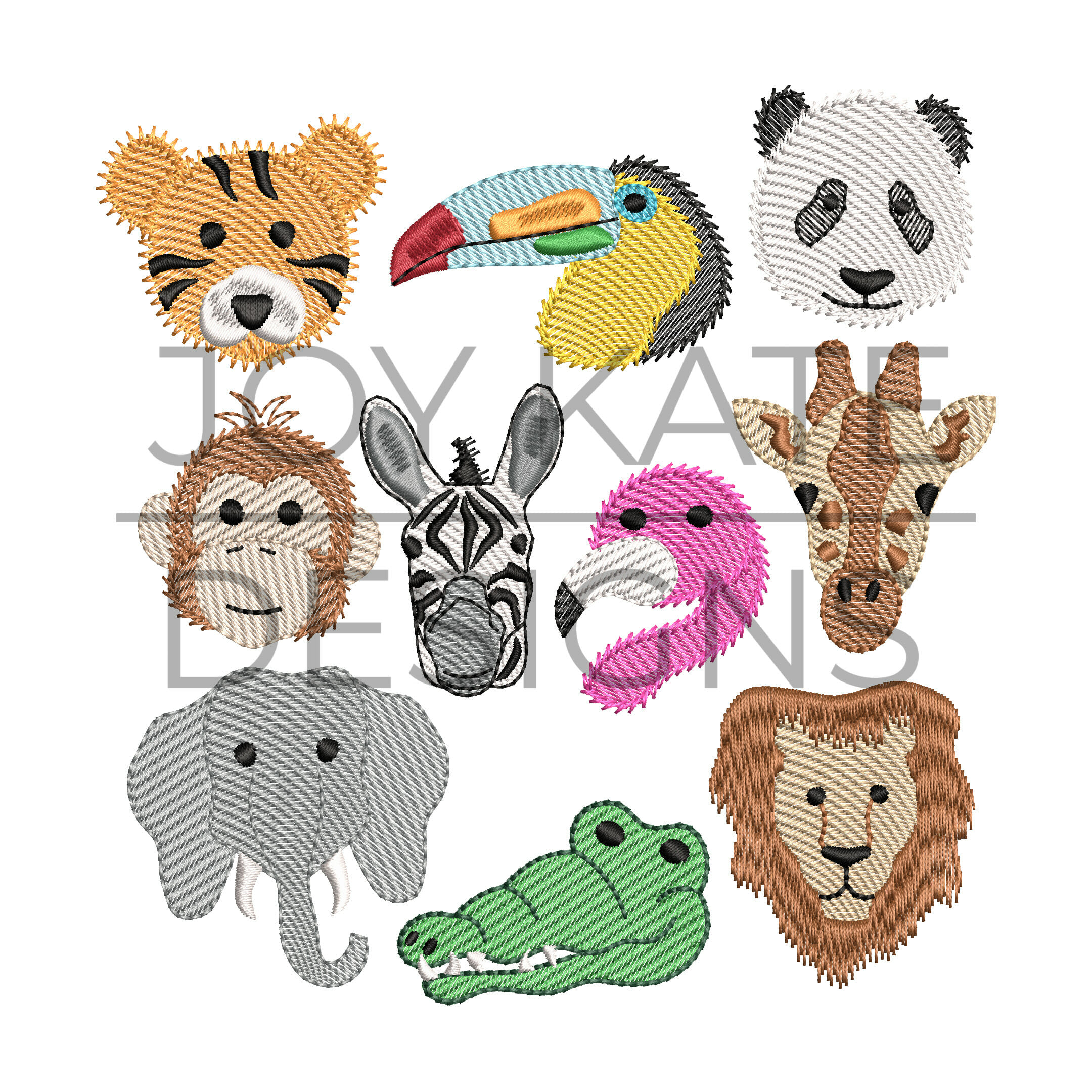 Animal Embroidery Patterns Build Your Own Zoo Animal Set Embroidery Design