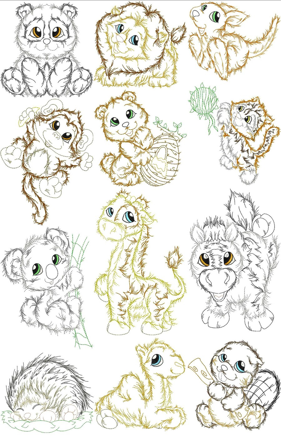 Animal Embroidery Patterns Fluffy Wuffy Ba Zoo Animals