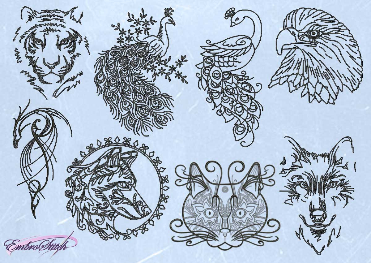 Animal Embroidery Patterns Outline Animals Pack Of Embroidery Designs 11 Qty