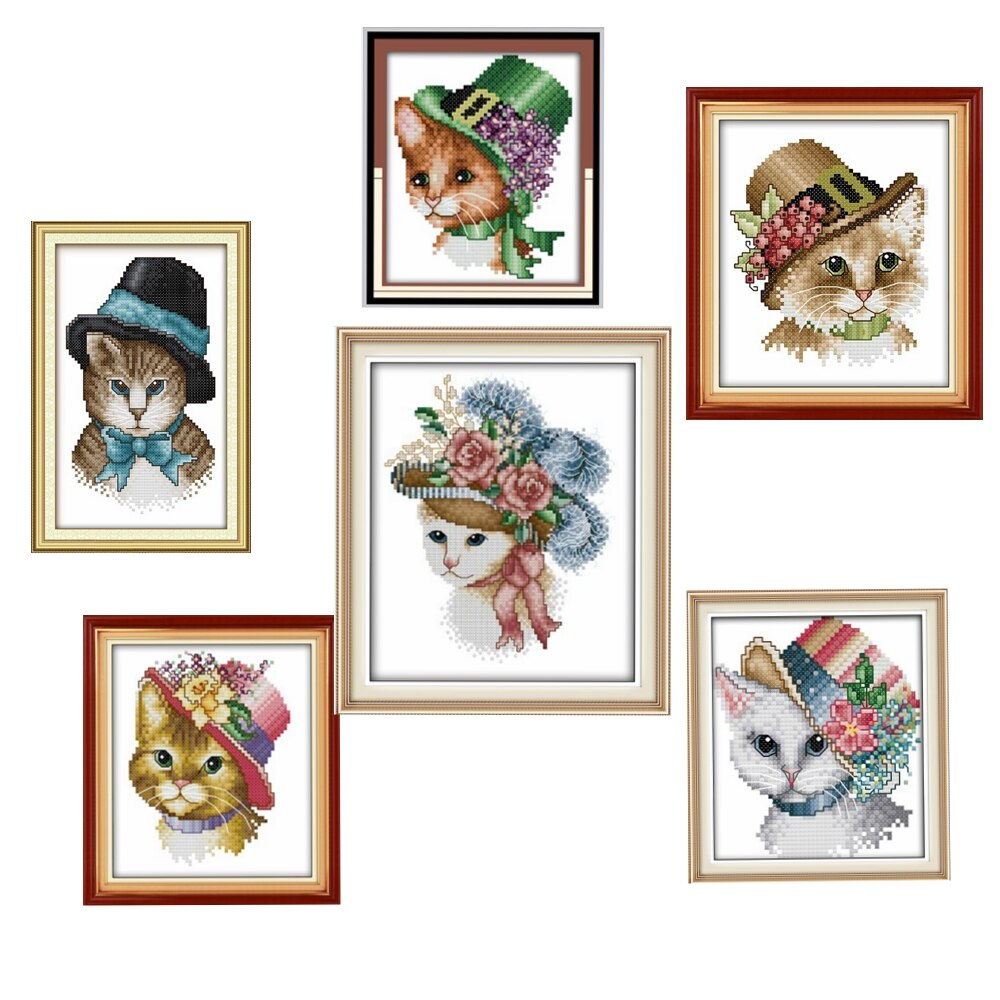 Animal Embroidery Patterns Us 379 5 Offa Noble Cat Cross Stitch Kits Animal Cartoon 14ct 11ct Embroidery Patterns Sewing Kit Diy Handmade Needlework Decoration Plus In