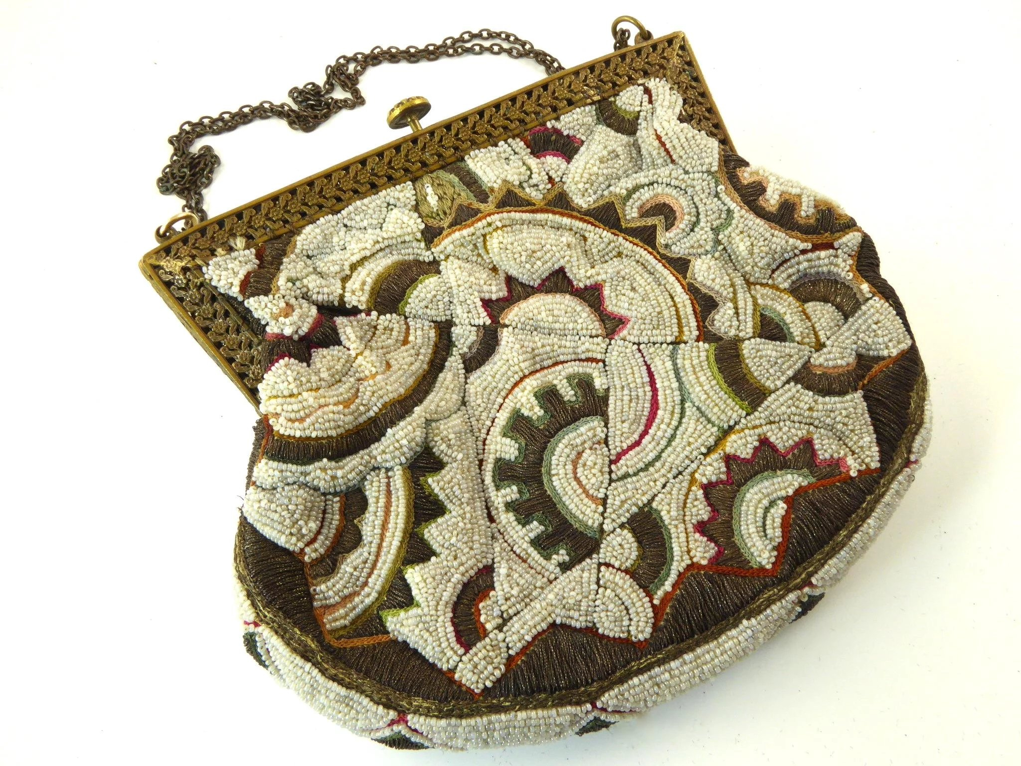 Art Deco Embroidery Patterns Extraordinary French Art Deco Beaded And Metallic Embroidery Purse