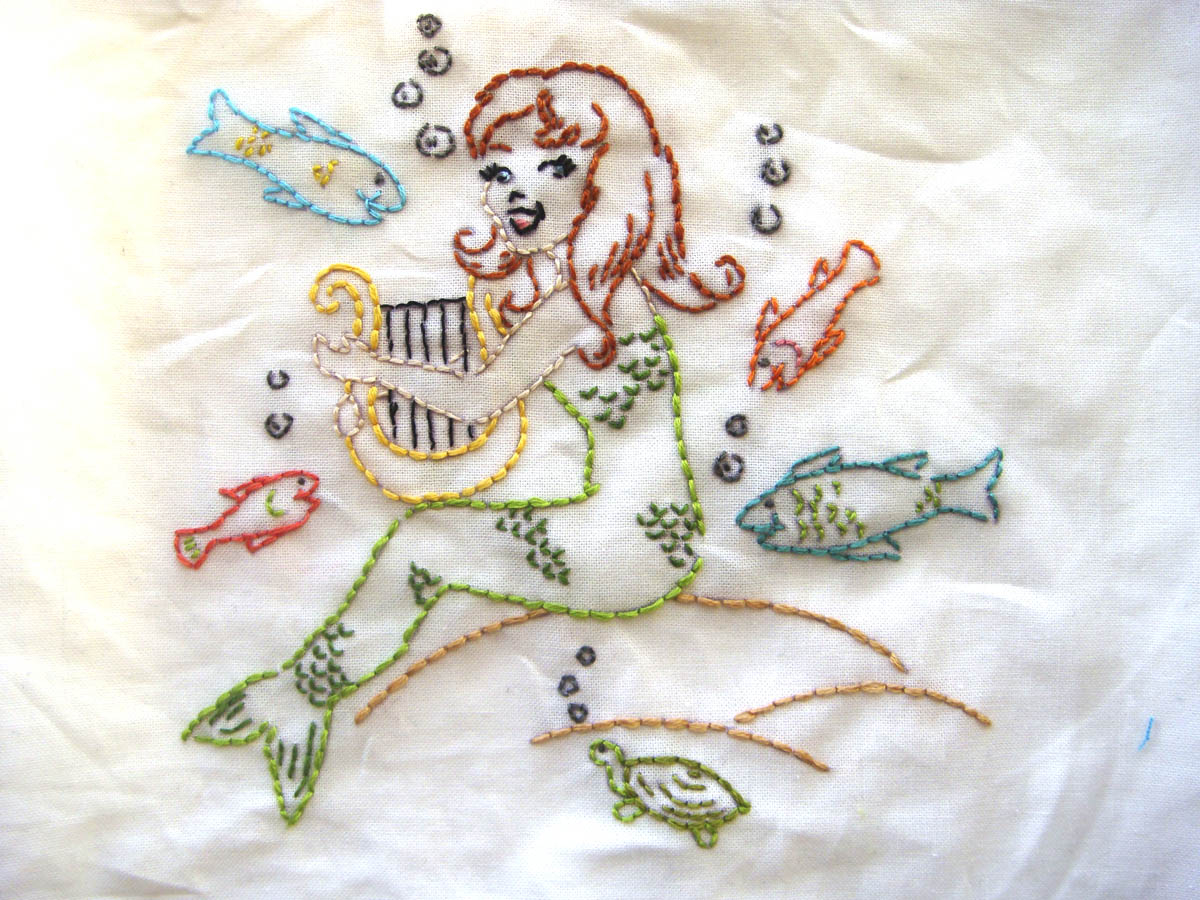 Aunt Martha Embroidery Patterns Aunt Marthas Embroidery Mermaid Justabitfrayed