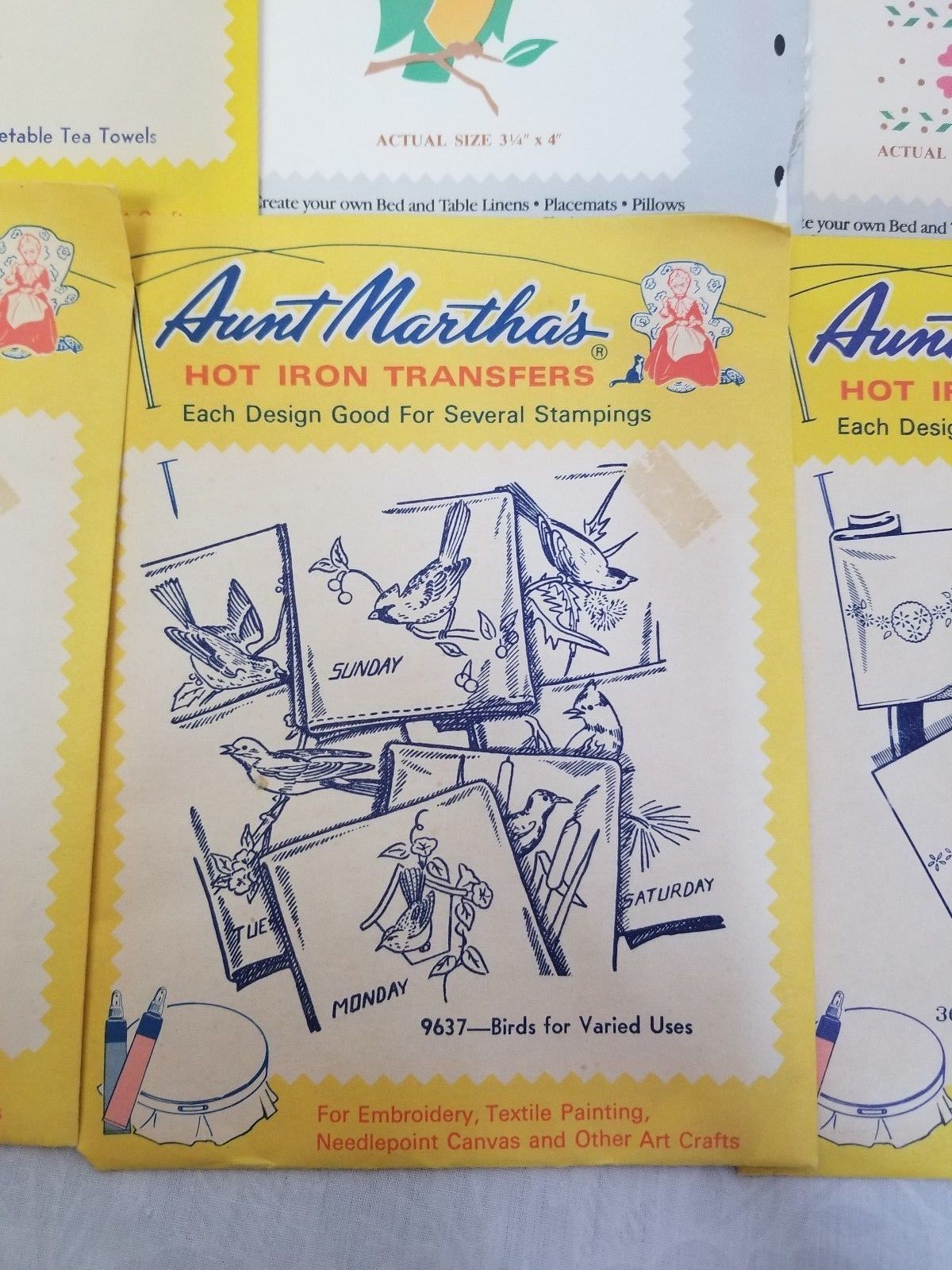 Aunt Martha Embroidery Patterns Aunt Marthas Hot Iron Transfers Weekday And 50 Similar Items