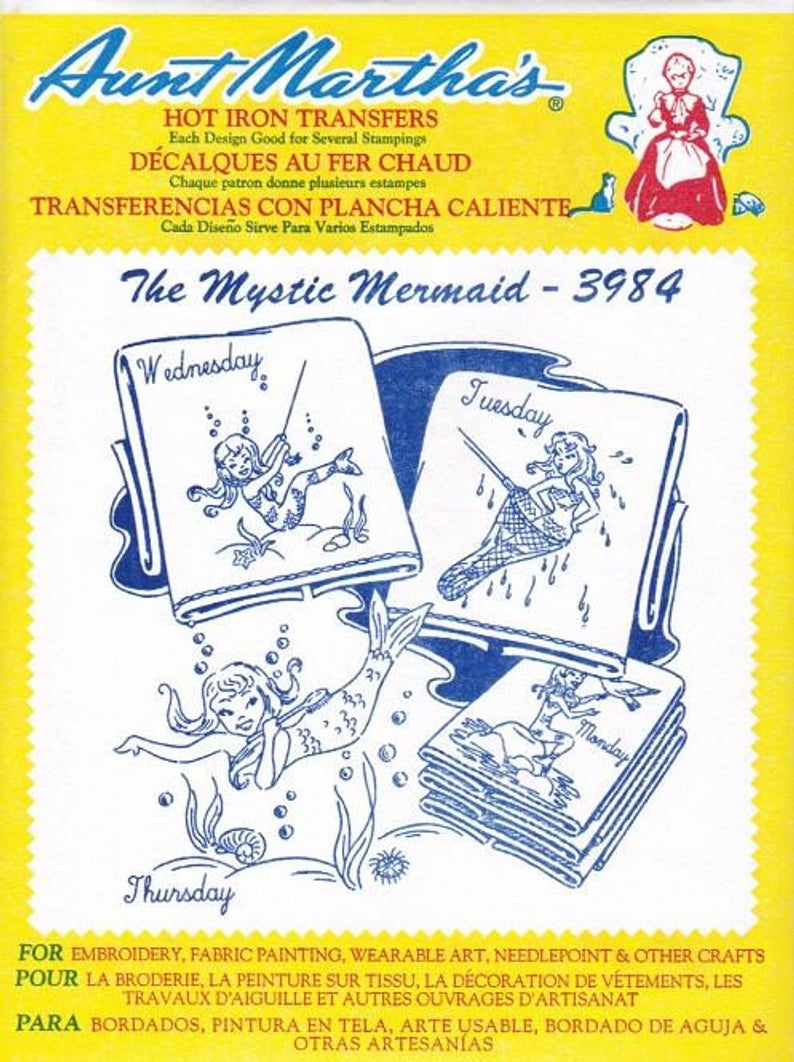 Aunt Martha Embroidery Patterns Mystic Mermaid 3984 Dow Aunt Marthas Embroidery Transfer Designs Pattern