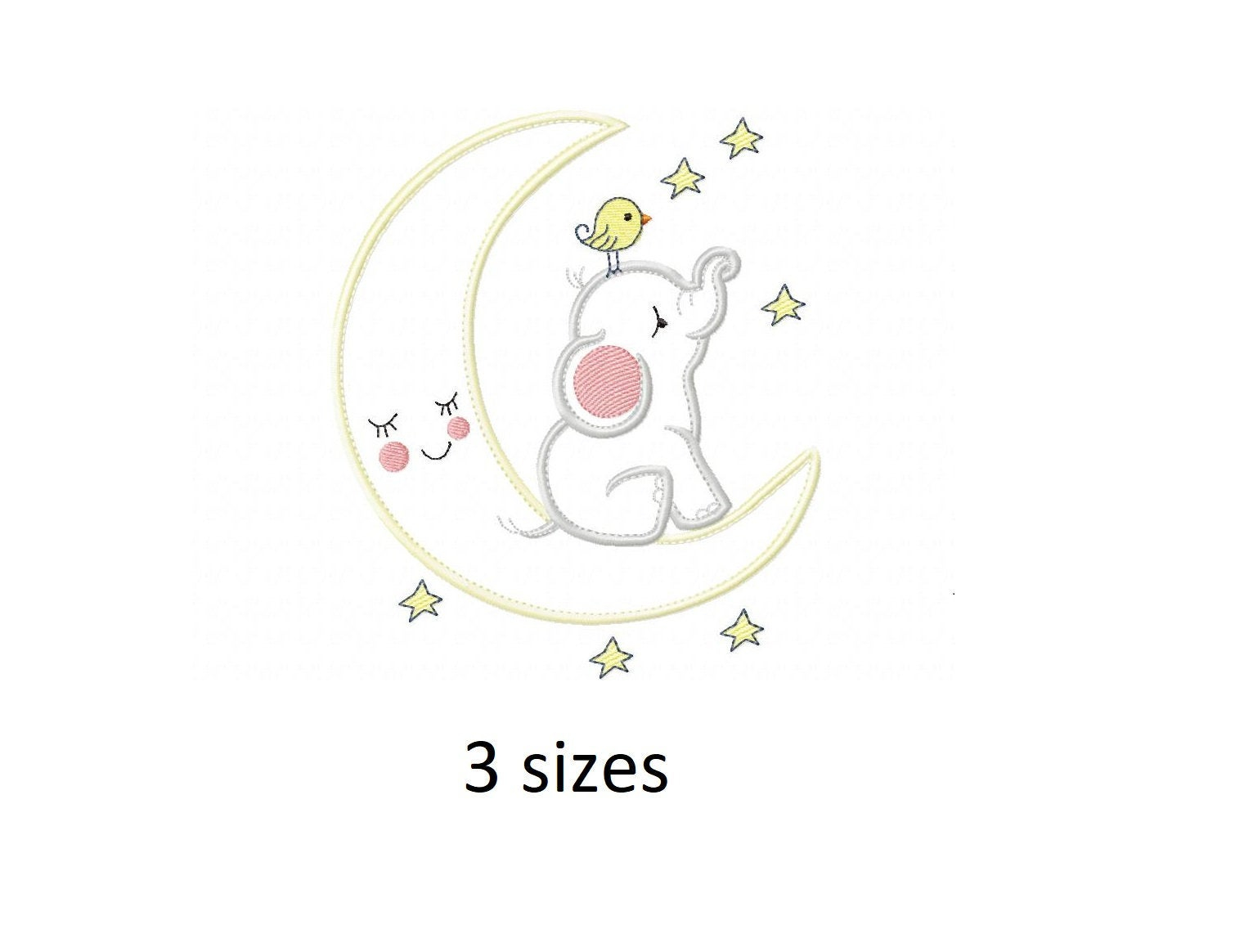 Baby Embroidery Patterns Moon And Elephant For Bas Embroidery Designs Ba Embroidery Design Machine Embroidery Pattern File Instant Download Cute Ba Applique