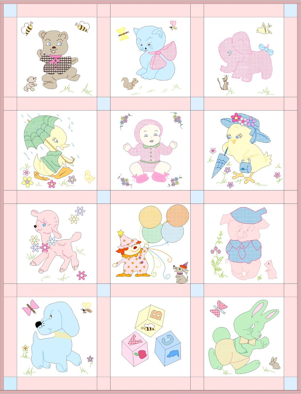 Baby Quilt Embroidery Patterns Vintage Ba Quilt Pattern With 13 Applique And Embroidery Blocks