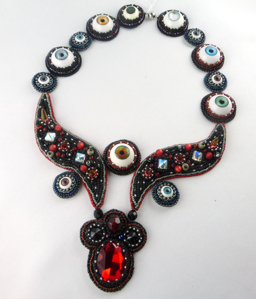 Bead Embroidery Jewelry Patterns Eye Necklace Bead Embroidery Jewelry In Goth Style Pearlfactory