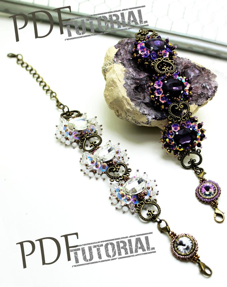 Bead Embroidery Jewelry Patterns Pdf Cuff Tutorial Jewelry Instructions Pdf Embroidery Beading Tutorial Bead Embroidery Beading Pattern Diystep Step