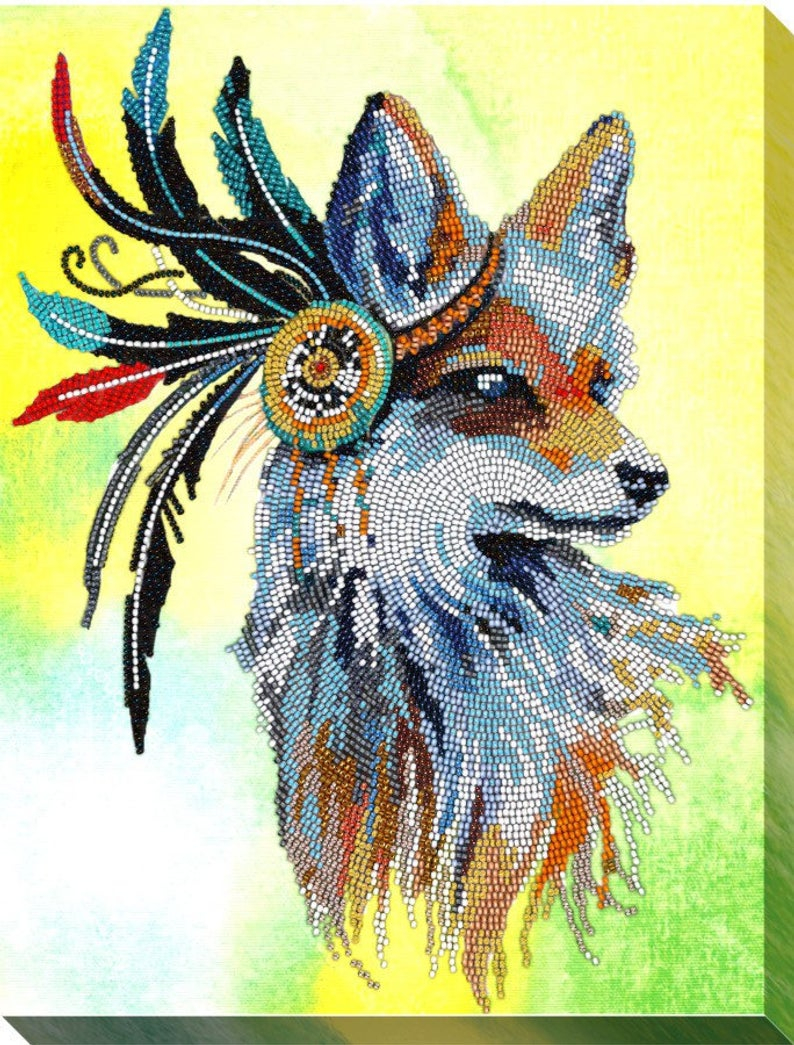 Bead Embroidery Patterns Fox Bead Embroidery Kit Diy Kit Embroidery Pattern Bead Patterns Picture Needlepoint Beading Beaded Painting Set