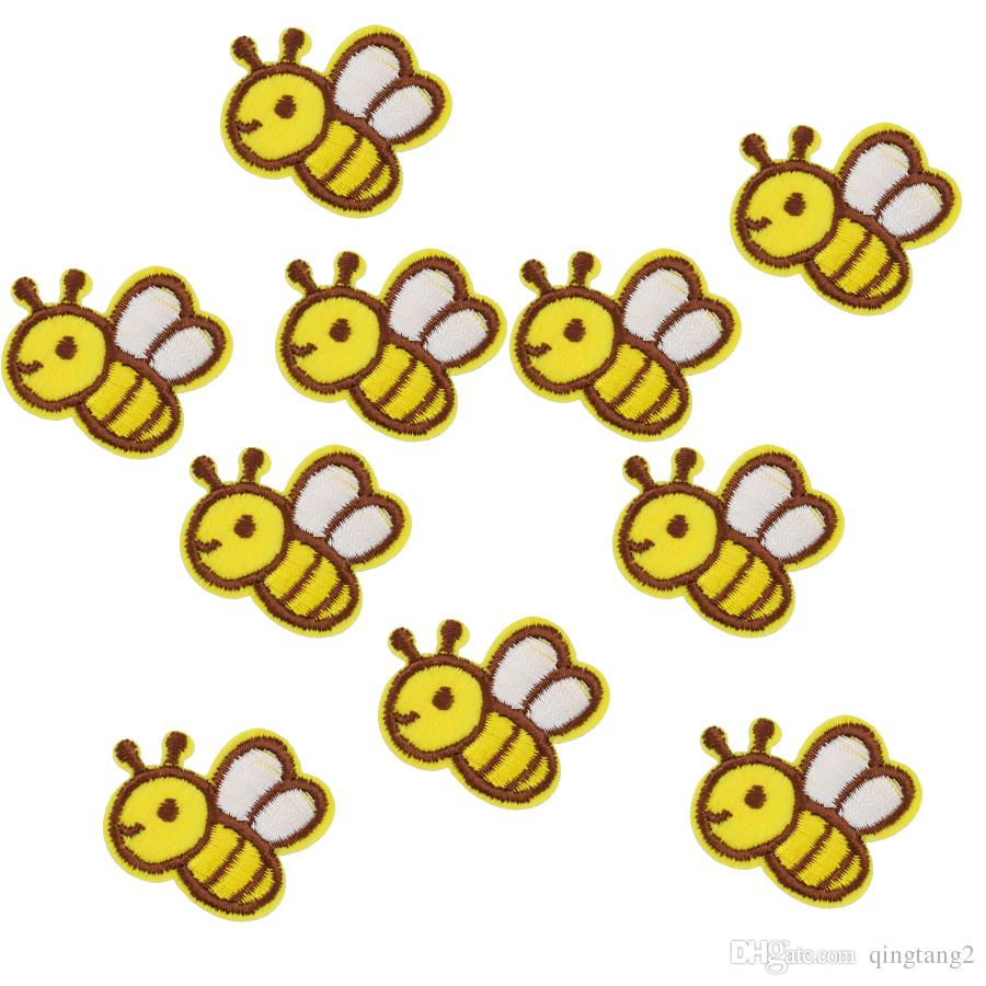 Bee Embroidery Pattern 10pcs Yellow Bee Embroidery Patches For Clothing Iron Patch For Clothes Applique Sewing Accessories Stickers Badge On Cloth Iron On Patch