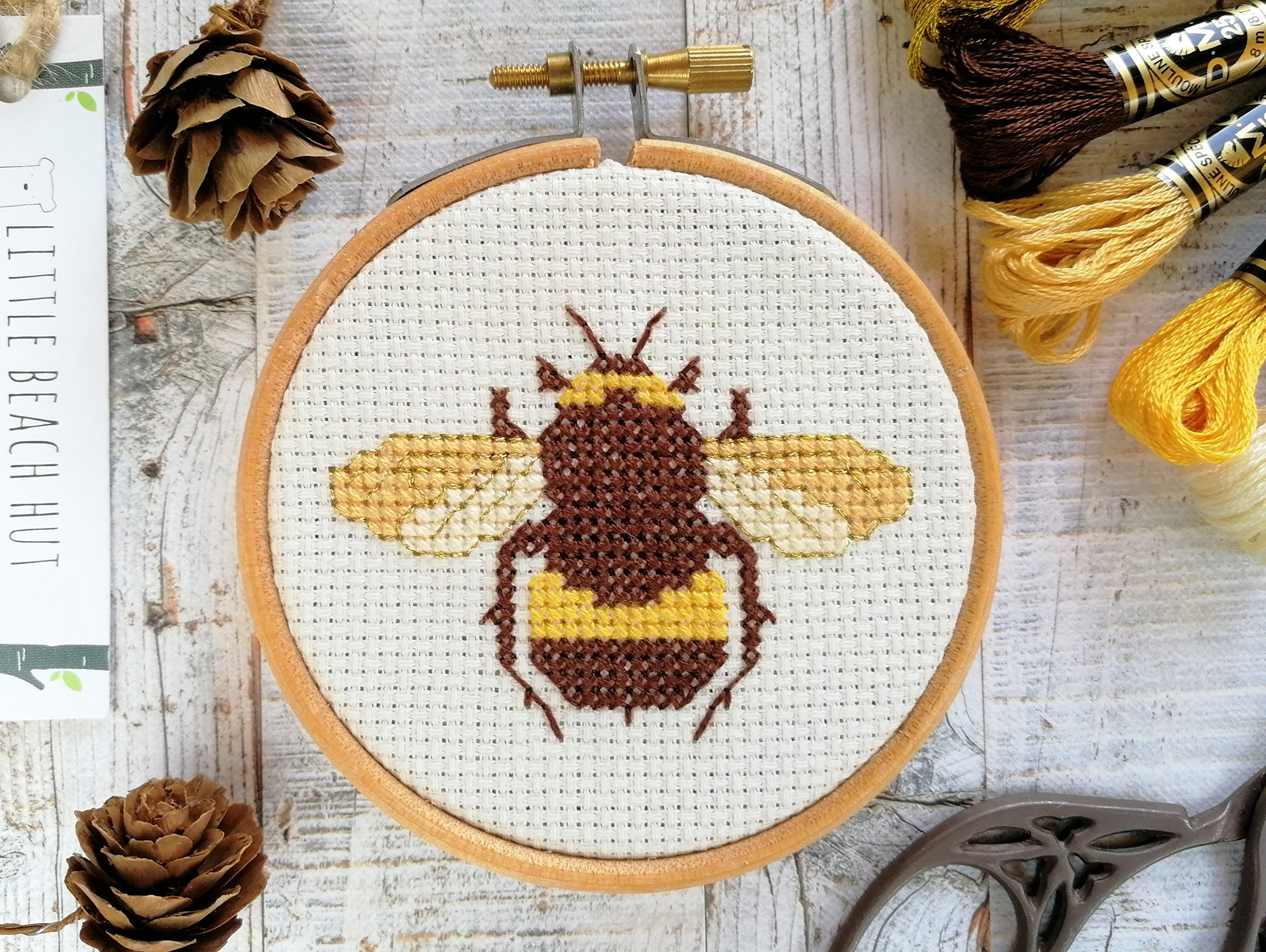 Bee Embroidery Pattern Bee Cross Stitch Kit Honeybee Insect Gift Embroidery Pattern Easy Project Beginners Kit Mini