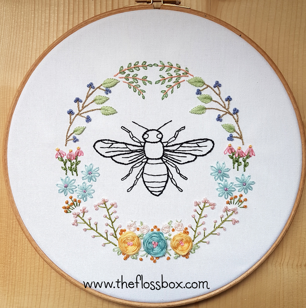 Bee Embroidery Pattern Bee Floral Embroidery