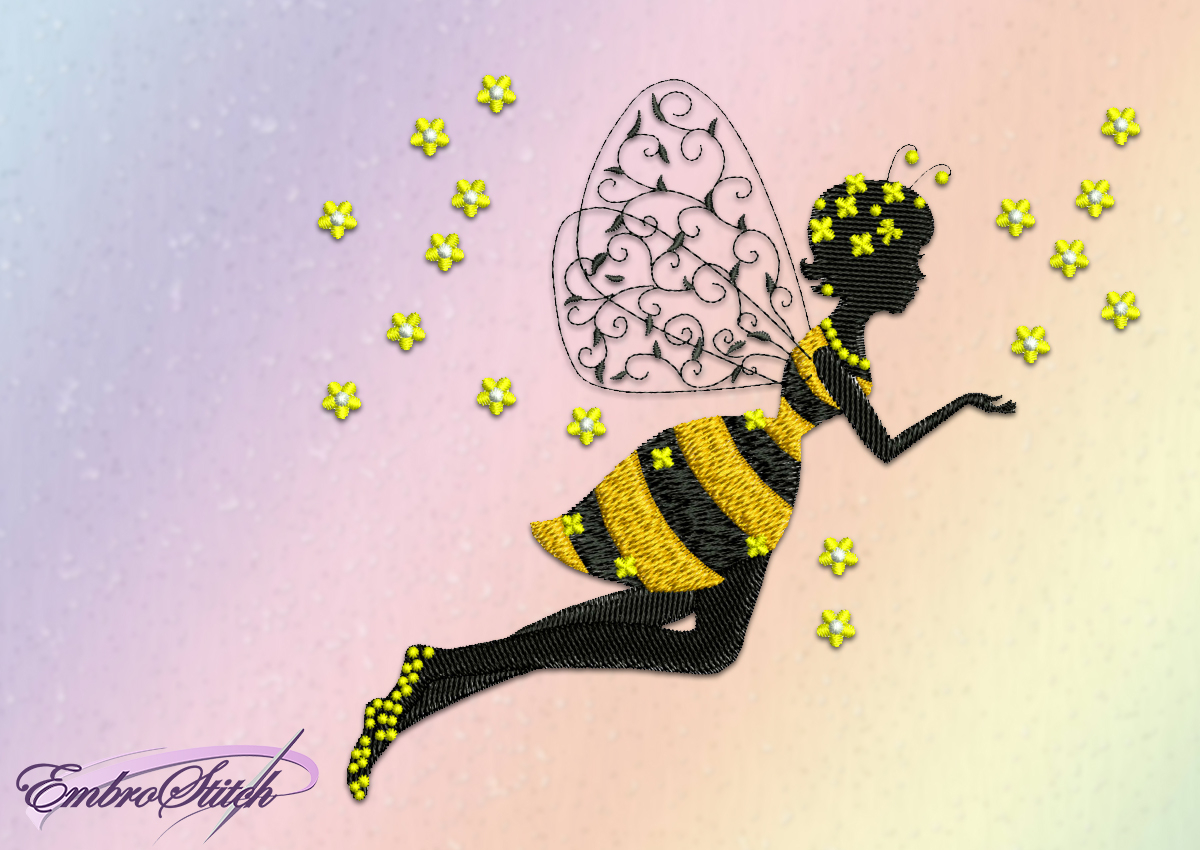 Bee Embroidery Pattern Bee Girl Embroidery Design 3 Sizes