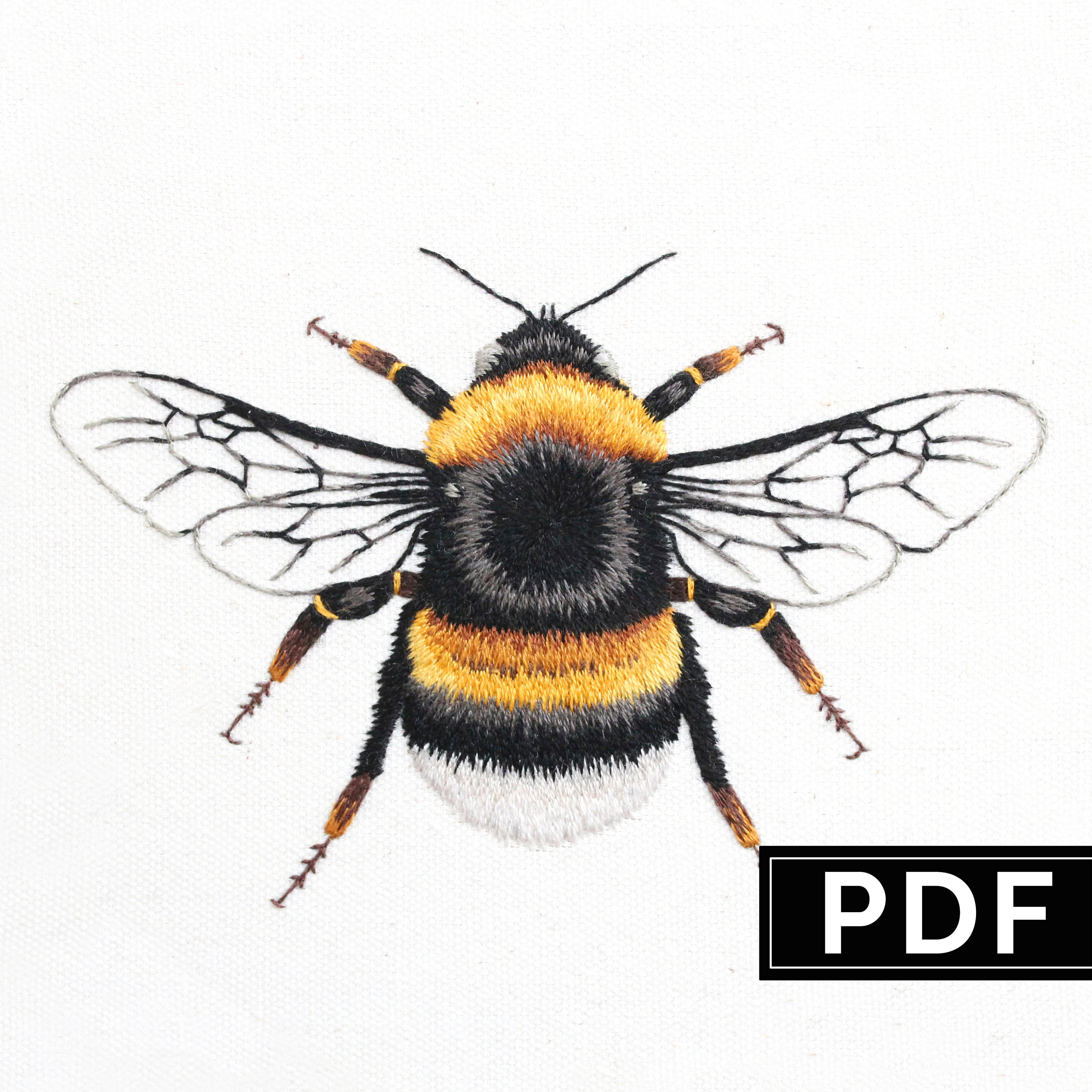 Bee Embroidery Pattern Bee Hand Embroidery Pattern Thread Painting Tutorial Pdf Digital Embroidery Guide Learn How To Paint With Thread Bumblebee Hoop Art