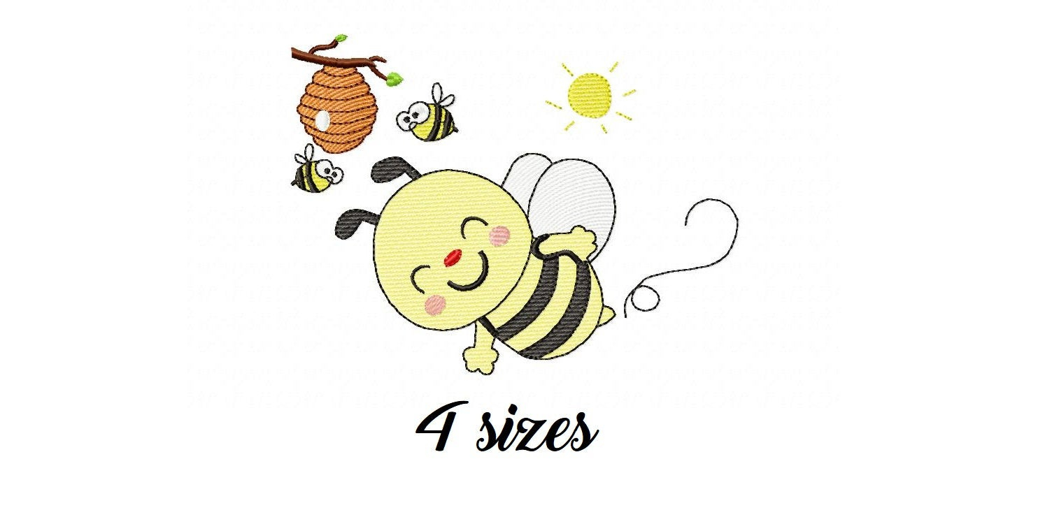 Bee Embroidery Pattern Cute Bee Embroidery Design Animal Embroidery Designs Machine Embroidery Pattern Girl Boy Embroidery File Ba Embroidery Bee Nest
