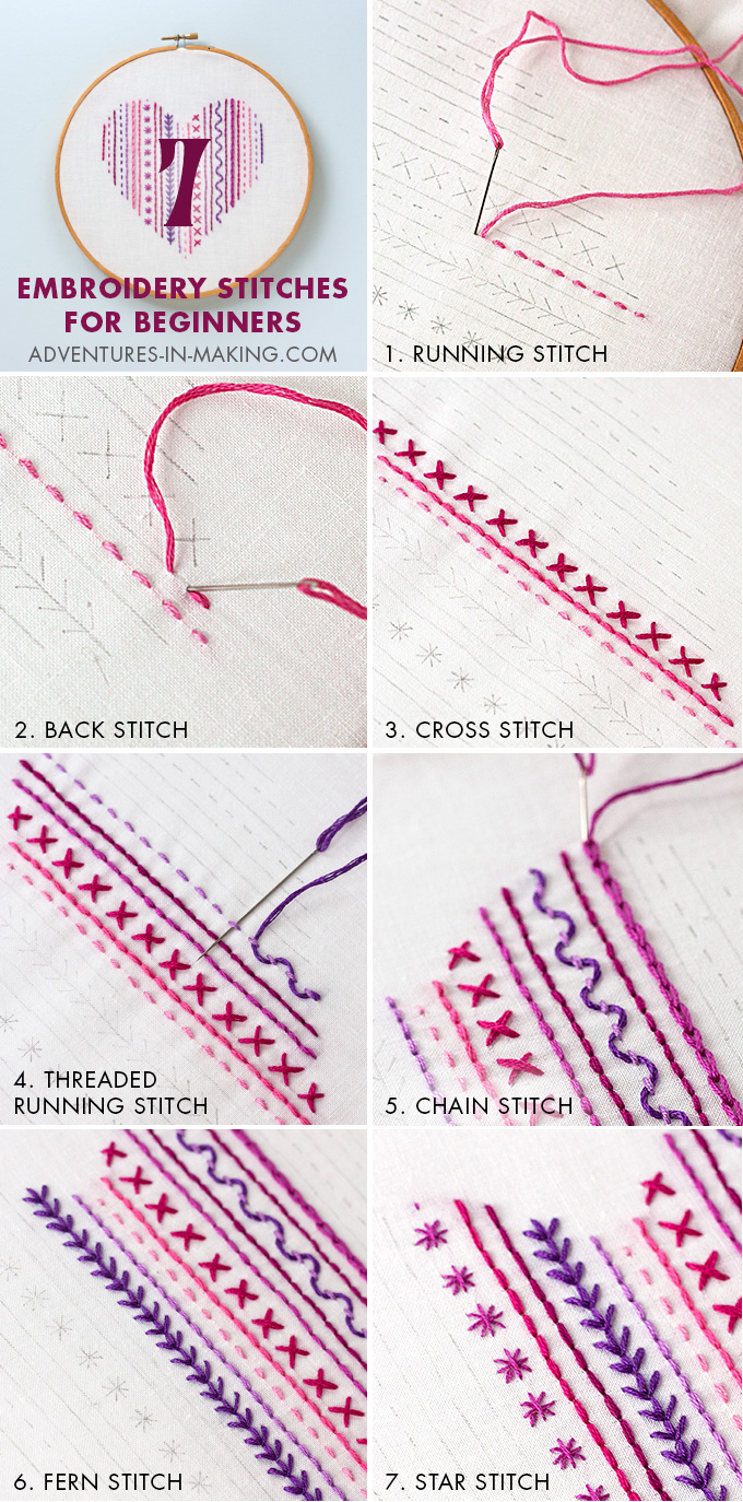 Beginner Embroidery Patterns Diy Heart Embroidery Sampler For Beginners