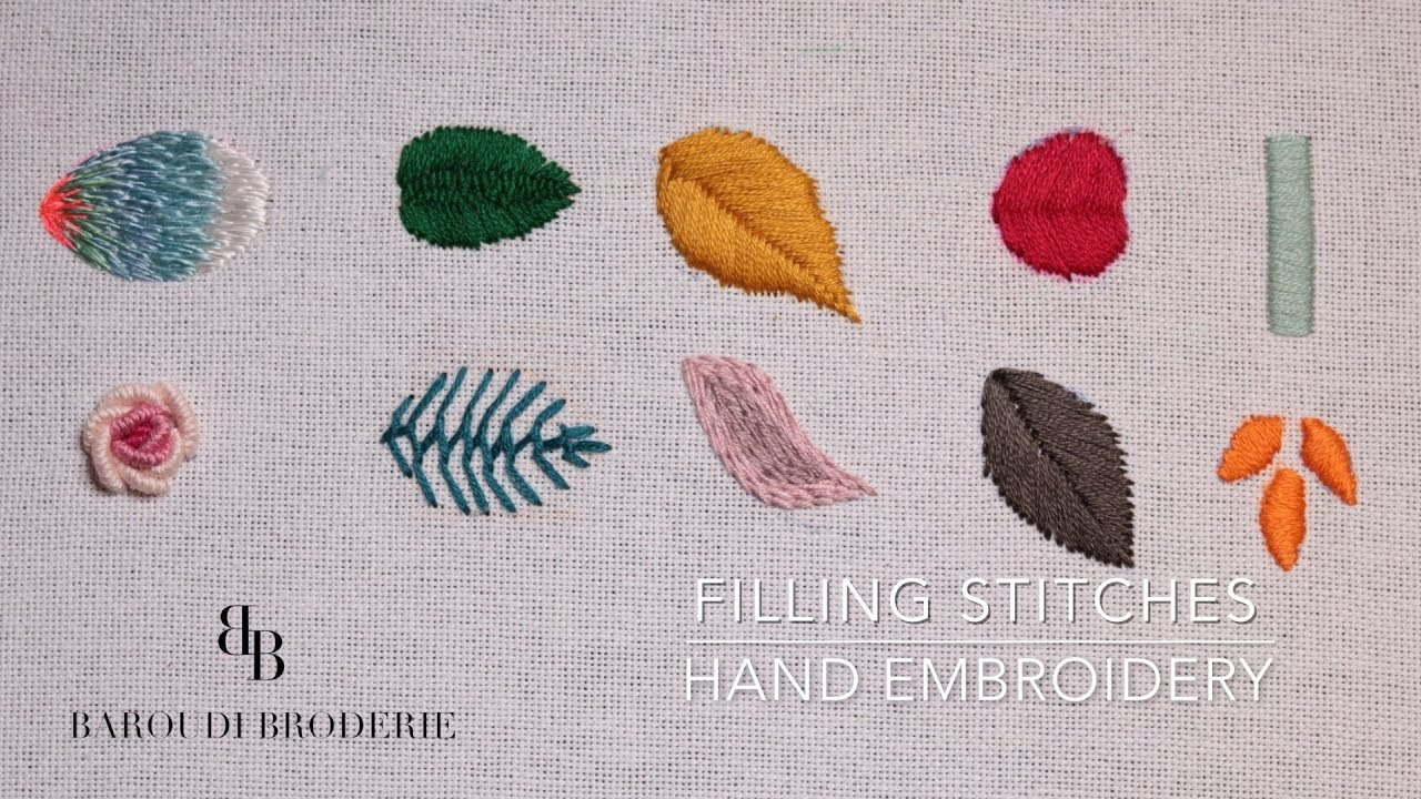 Beginner Embroidery Patterns Hand Embroidery For Beginners 10 Basic Filling Stitches Leaves With Drawing Explanations
