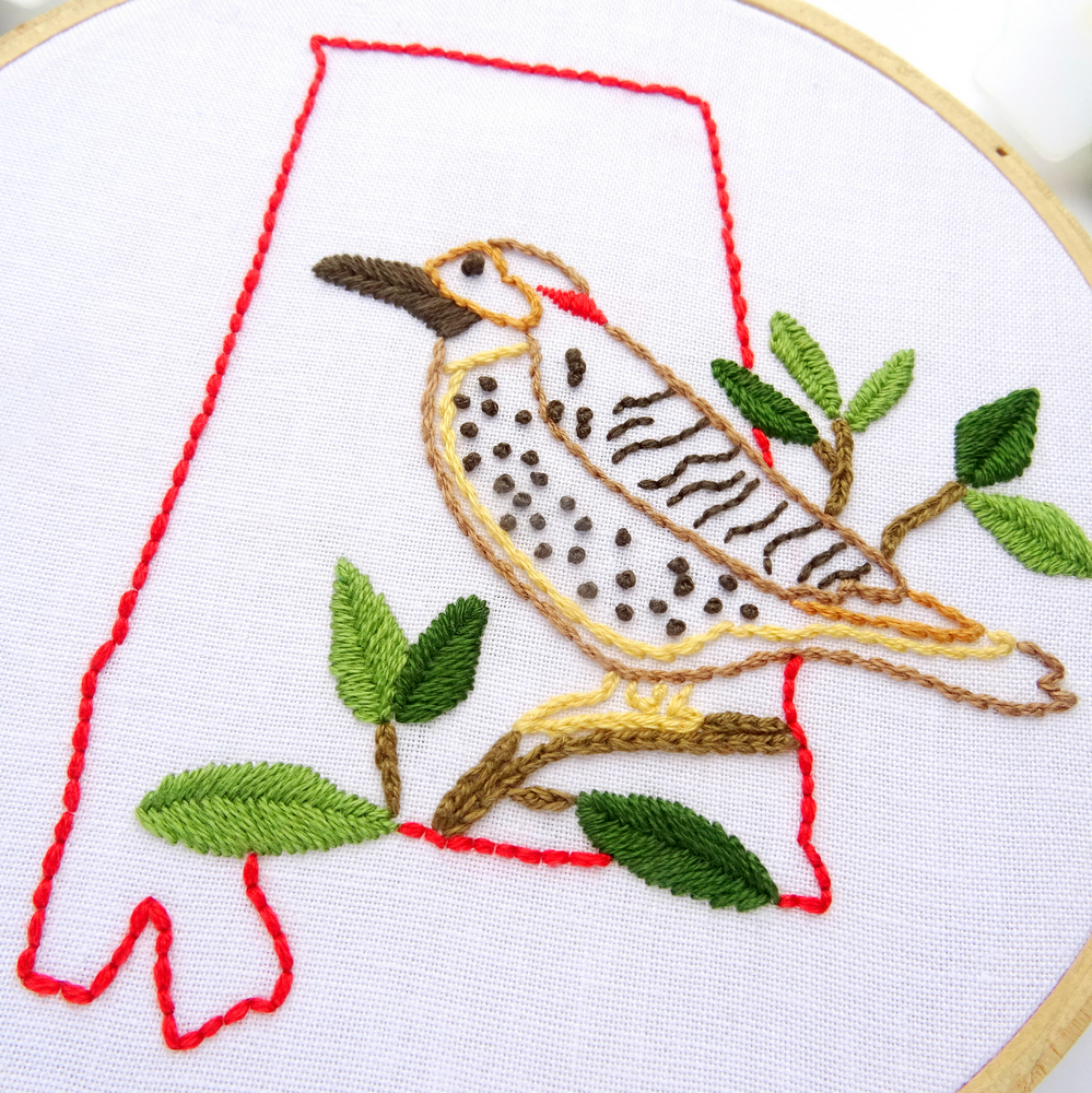 Bird Embroidery Pattern Alabama Diy Hand Embroidery Pattern