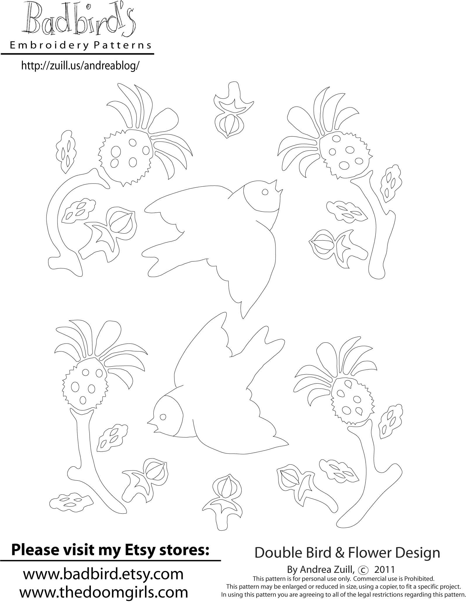 Bird Embroidery Pattern Augusts Embroidery Pattern Some Birds And Stuff Andrea Zuills