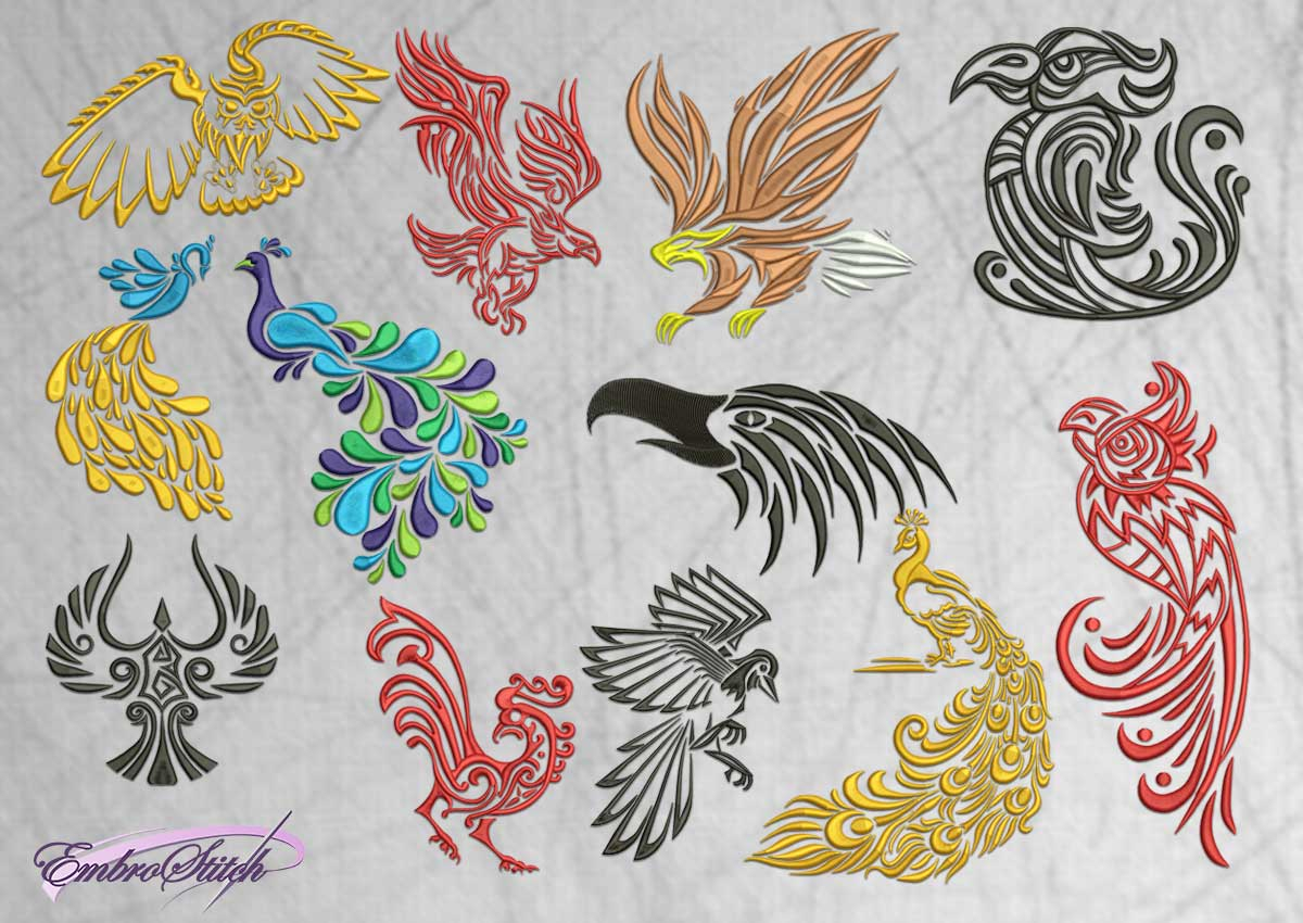 Bird Embroidery Pattern Variations Of Birds Pack Of Embroidery Designs 12 Qty