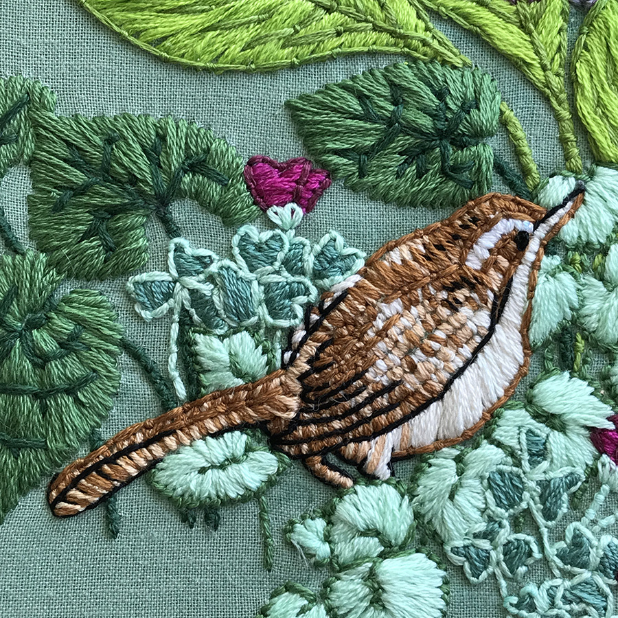 Bird Embroidery Patterns Free Free Embroidery Pattern Wren With Hostas Cry The Bird