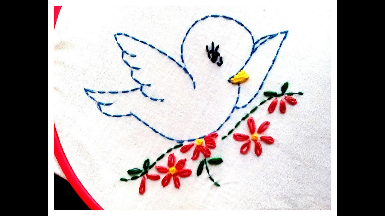 Bird Embroidery Patterns Free Hand Embroidery Kantha Embroidery French Knot Lasy Daisy Stitch