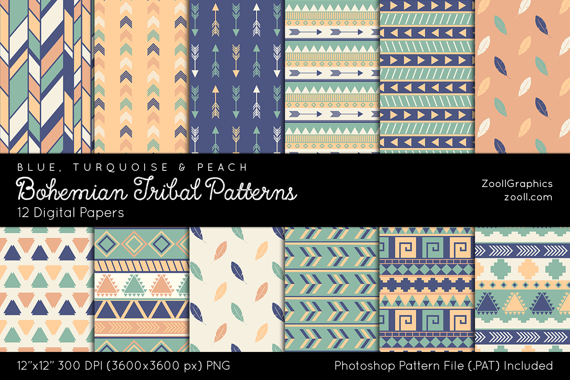 Bohemian Embroidery Patterns Bohemian Tribal Patterns Digital Papers
