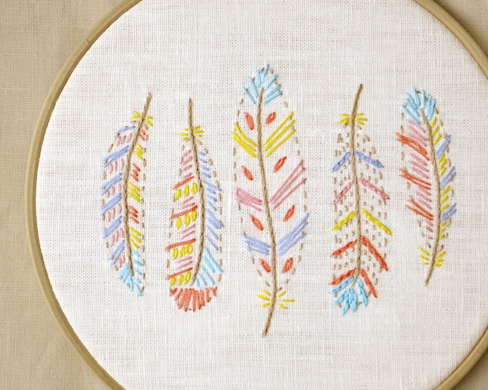 Bohemian Embroidery Patterns Hand Embroidery Pattern Pdf Colorful Feathers Design For Nursery Or Kids Room Naiveneedle