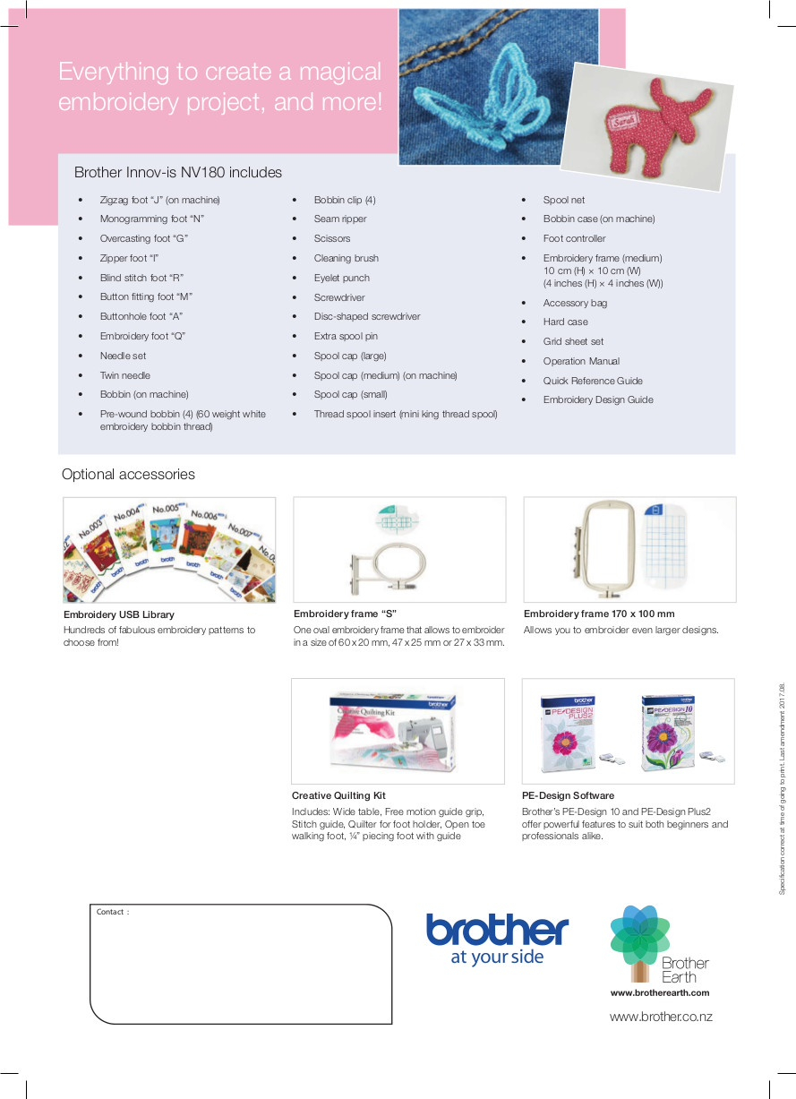 Brother Embroidery Patterns Free Brother 3 In 1 Embroidery Machine Nv180