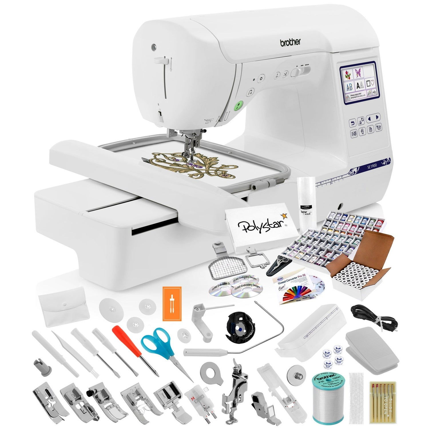 Brother Se400 Embroidery Patterns Brother Se1900 Sewing And Embroidery Machine W Grand Slam Package Includes 64 Embroidery Threads Prewound Bobbins More