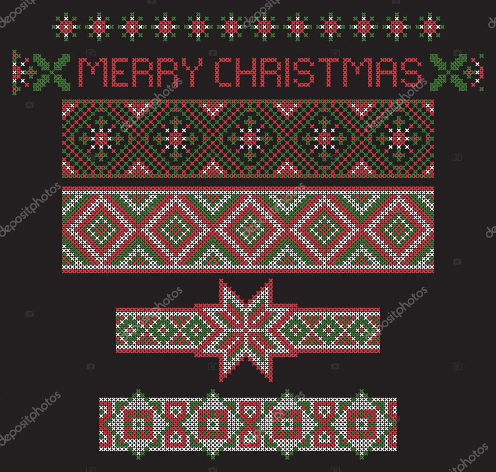 Brush Embroidery Patterns Christmas Seamless Ribbon Patterns Separated From Background Cross