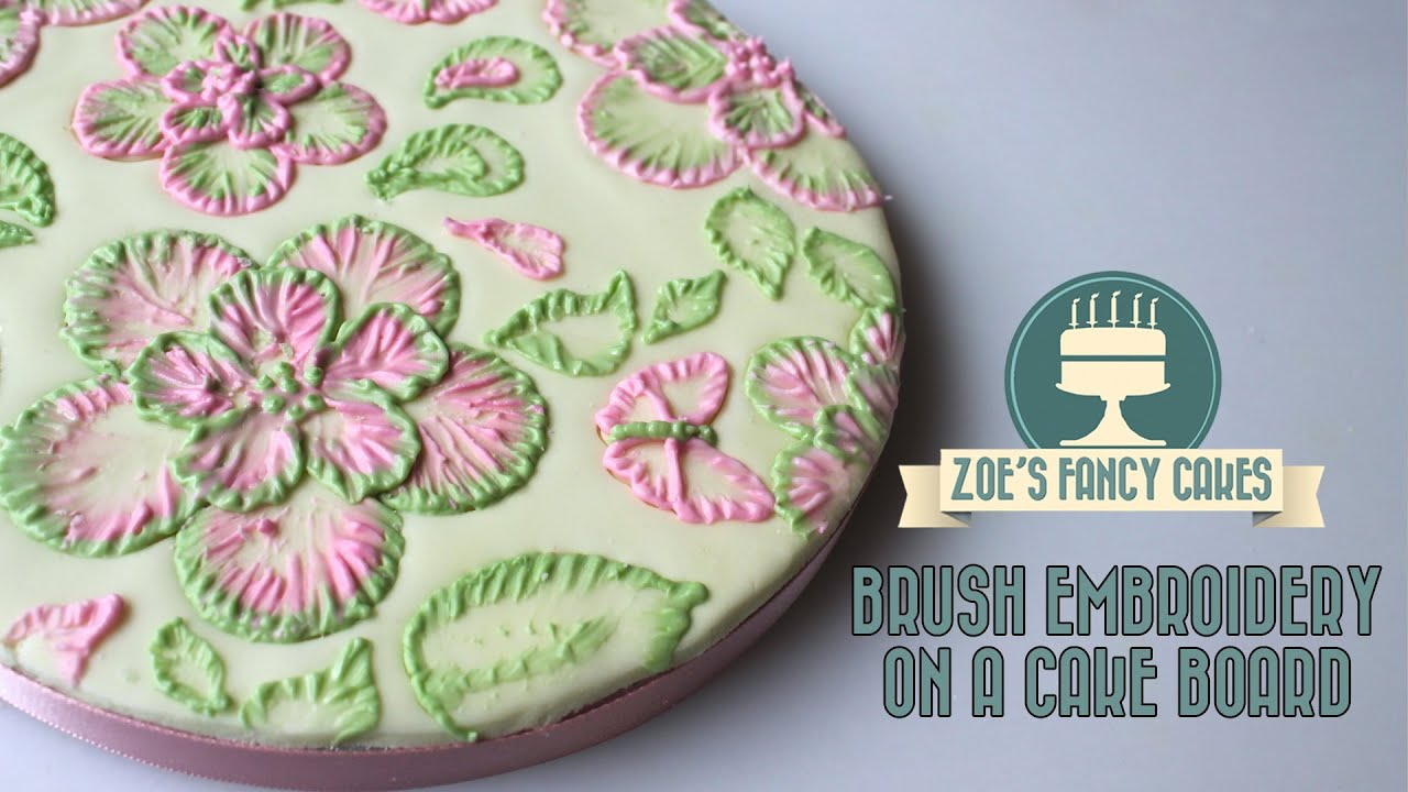 Brush Embroidery Patterns Royal Icing Brush Embroidery On A Cake Board Tutorial How To Cake Decorating Tutorials