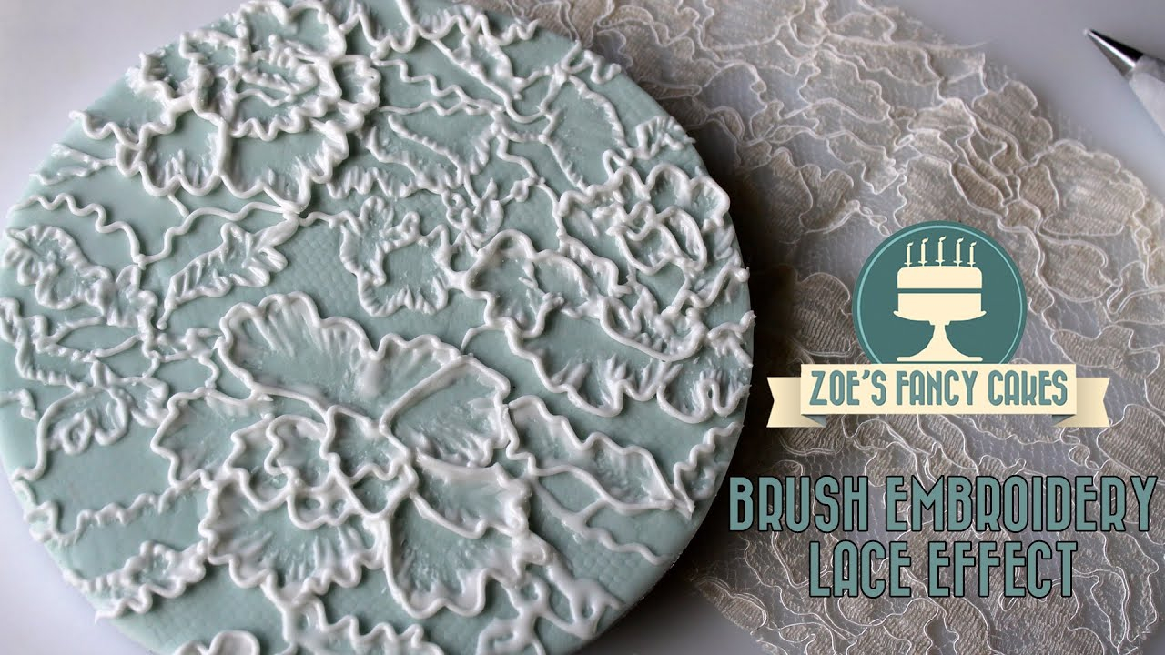 Brush Embroidery Patterns Royal Icing Lace Effect Brush Embroidery On A Cake Board Tutorial