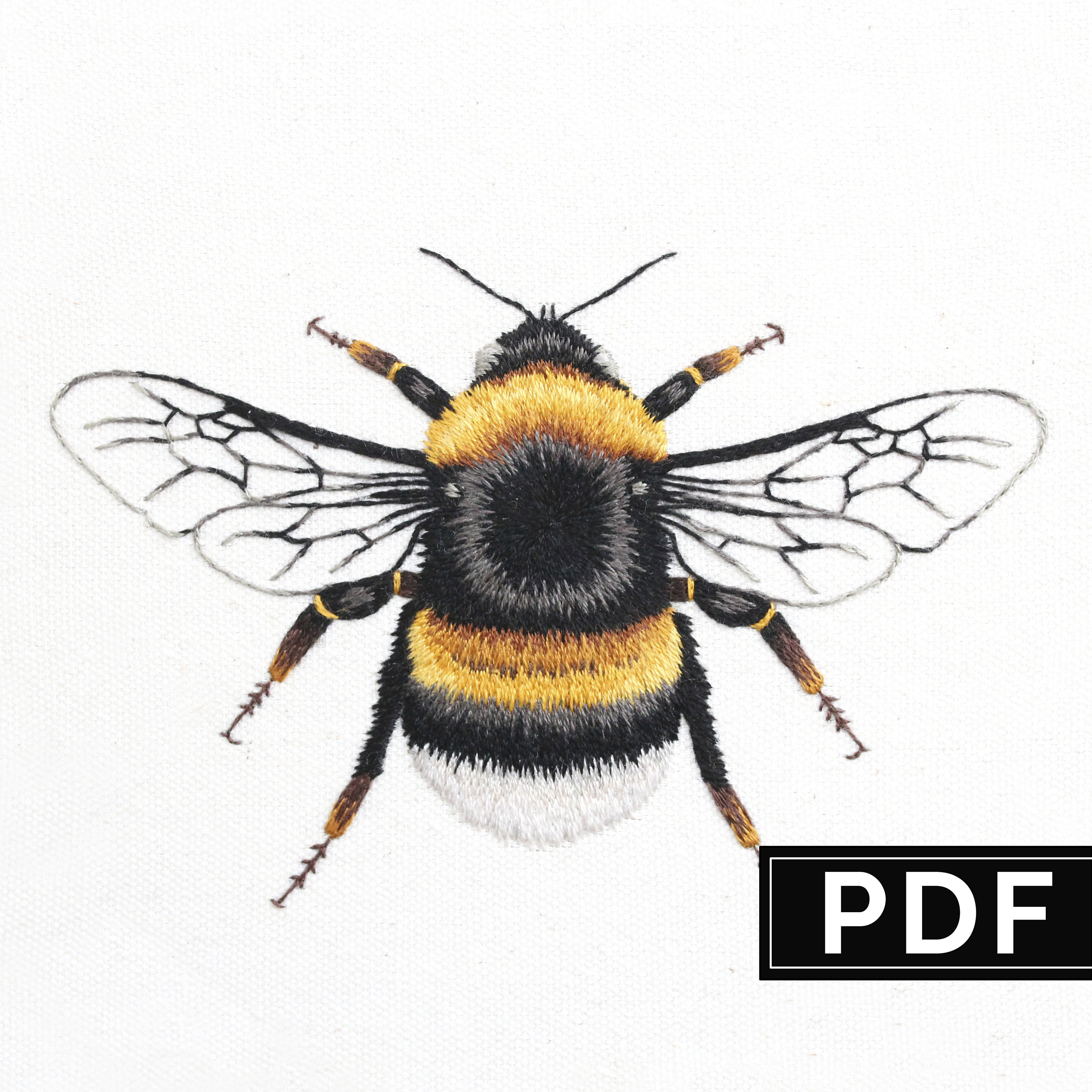 Bumble Bee Embroidery Pattern Bee Hand Embroidery Pattern Thread Painting Tutorial Pdf Digital Embroidery Guide Learn How To Paint With Thread Bumblebee Hoop Art