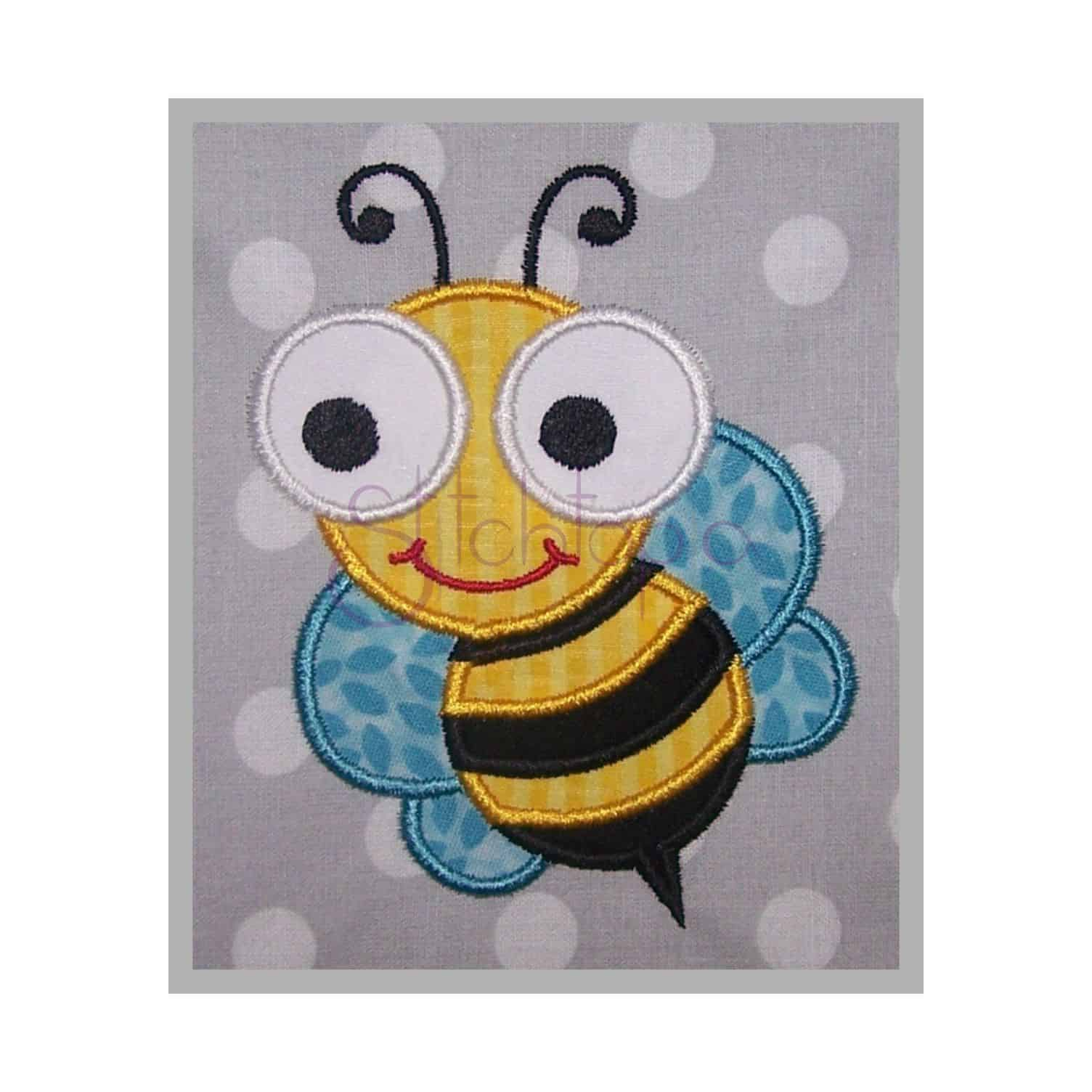 Bumble Bee Embroidery Pattern Cute Bugs Bee Applique Design