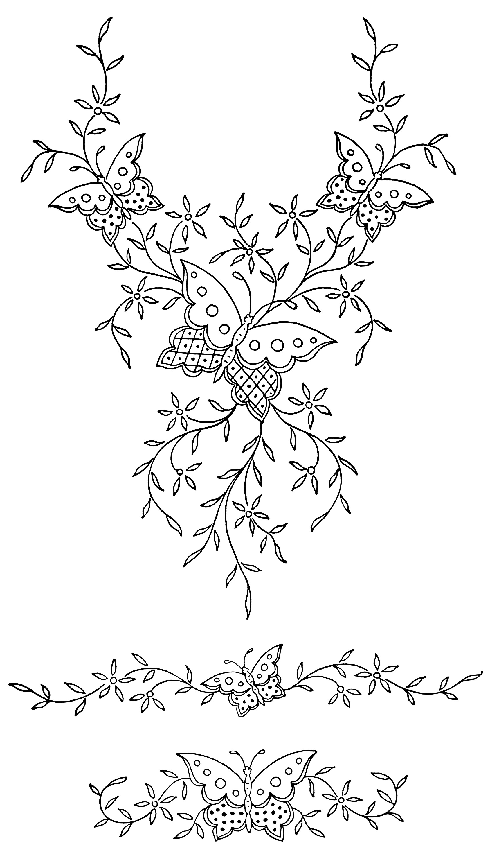 Butterfly Embroidery Pattern Butterflies And Flowers Free Vintage Clip Art Old Design Shop Blog