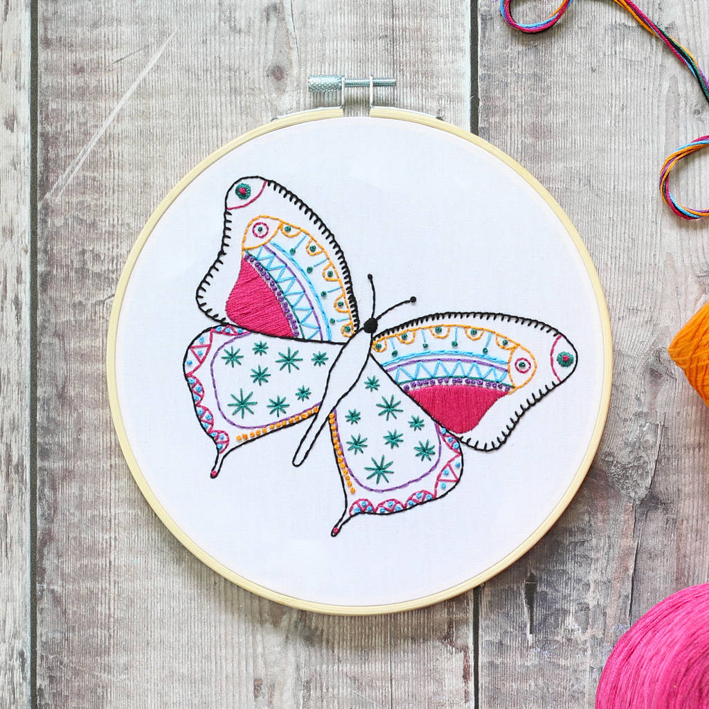 Butterfly Embroidery Pattern Butterfly Contemporary Embroidery Kit