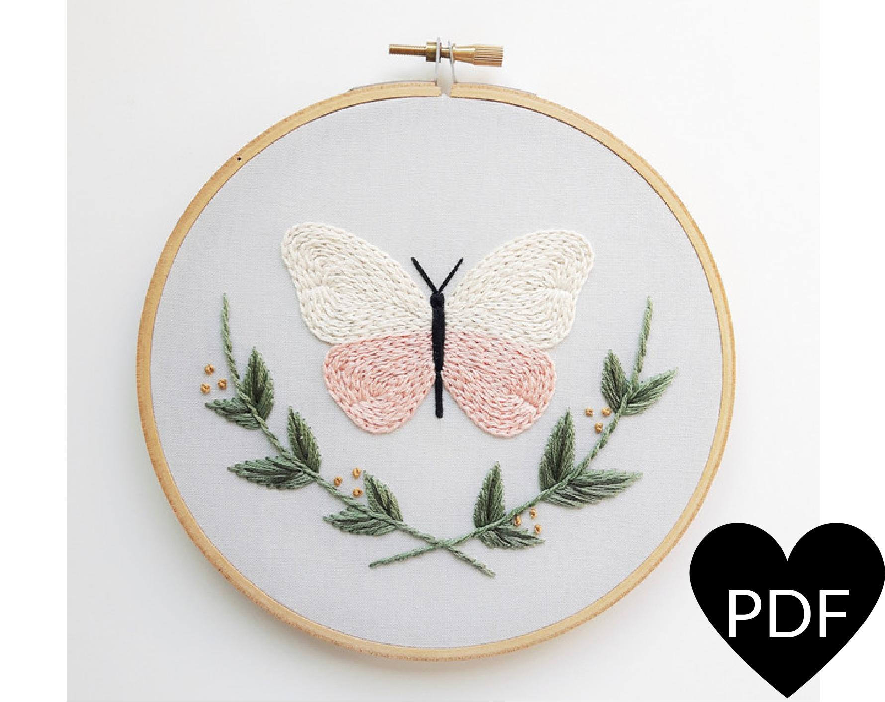 Butterfly Embroidery Pattern Butterfly Embroidery Pattern Pdf Pattern Nature Inspired Craft Hand Embroidery Pattern Instant Download Pdf Printable Pattern Diy Gift