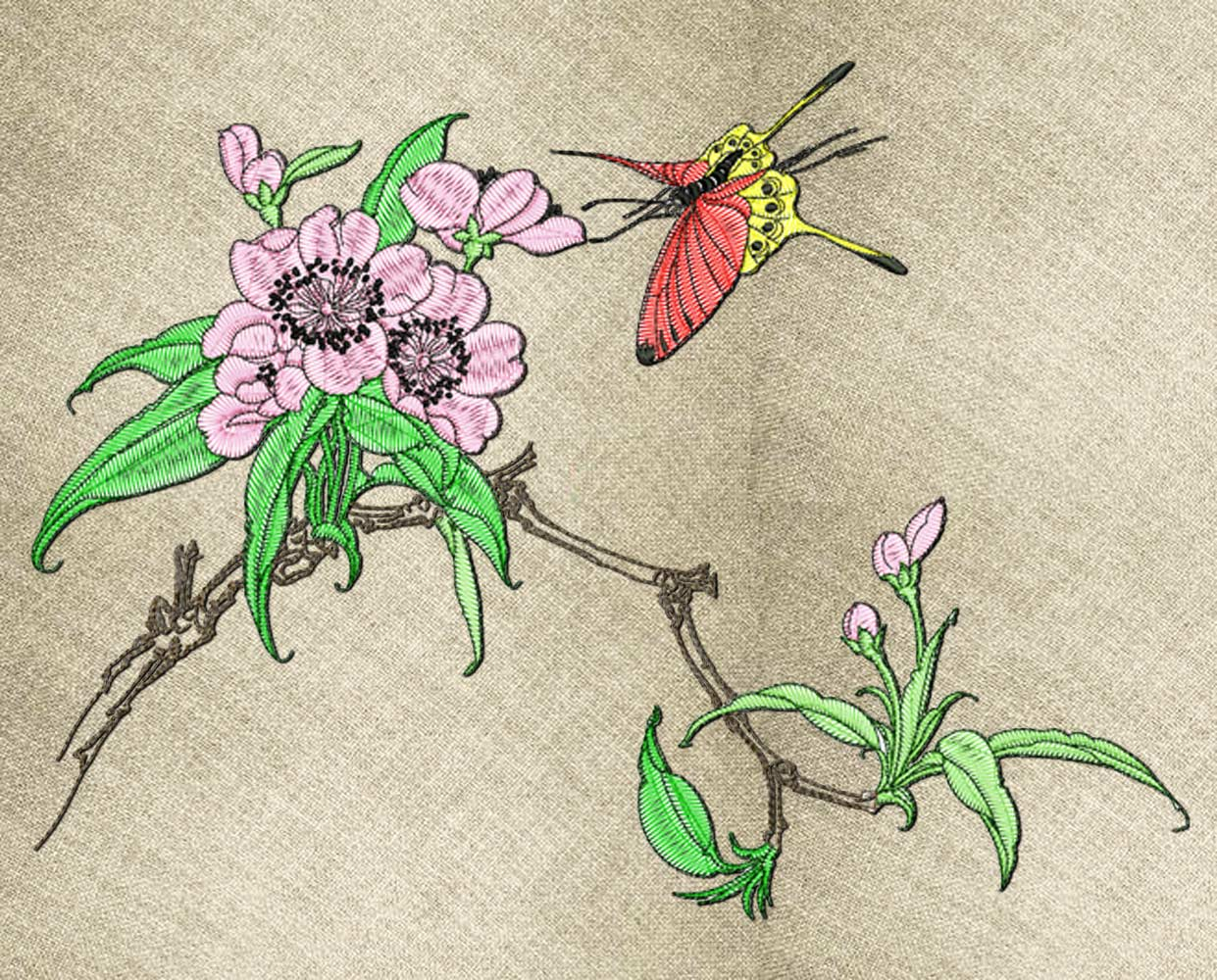 Butterfly Embroidery Pattern Flying Sakura Butterfly Embroidery Design 4 Sizes