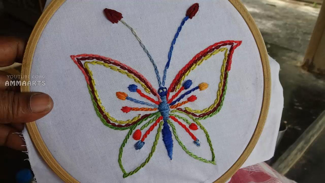 Butterfly Embroidery Pattern Hand Embroidery Butterfly Stitching Amma Arts