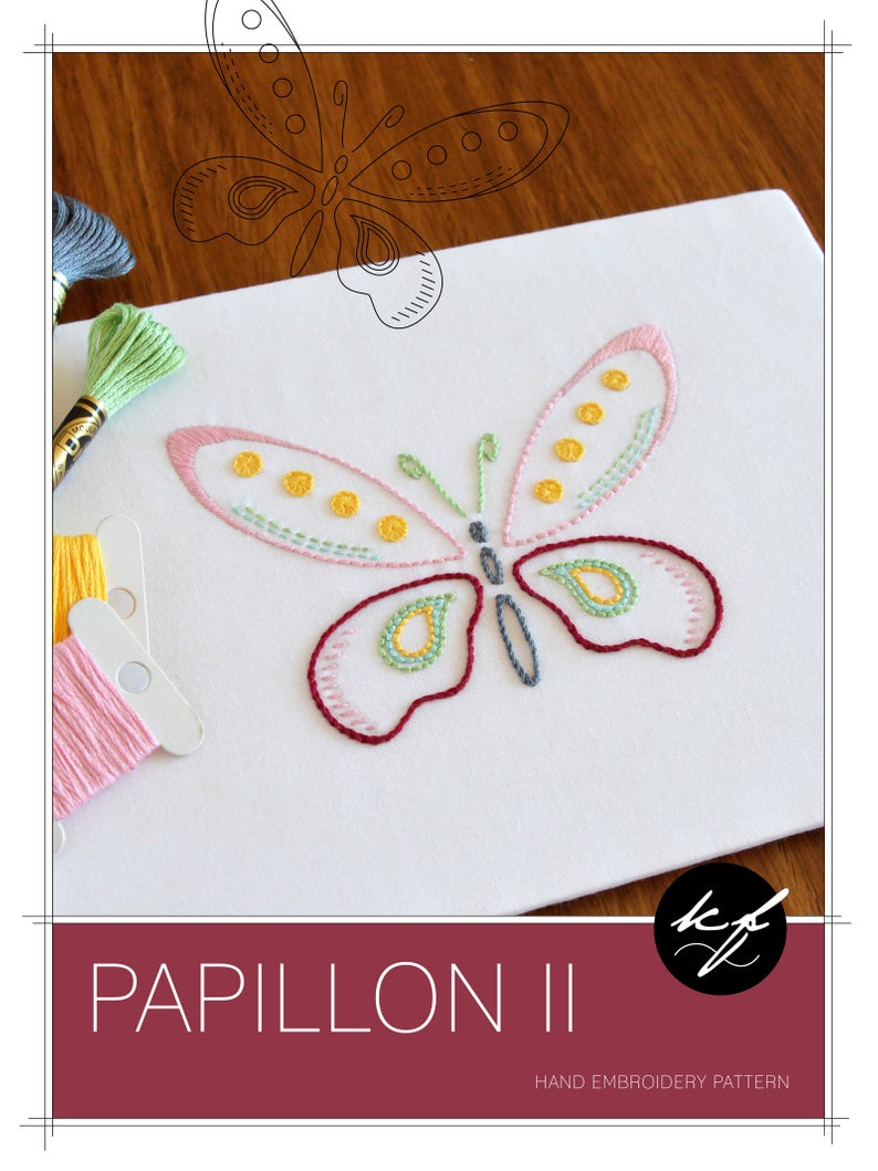 Butterfly Embroidery Pattern Papillon Ii Hand Embroidery Pattern Butterfly Embroidery Modern Embroidery Embroidery Nature Embroidery Patterns Embroidery Pdf