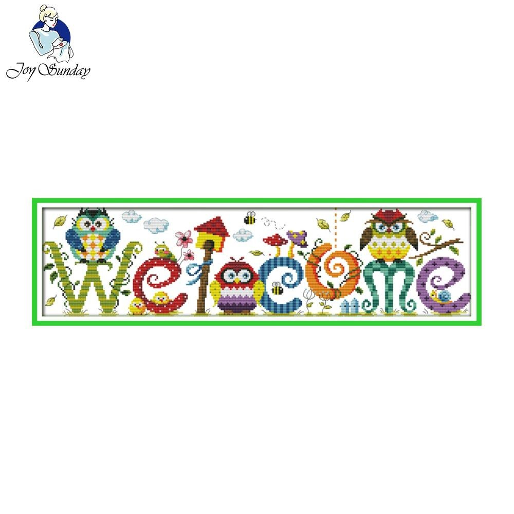 Card Embroidery Patterns Aliexpress Buy Joy Sunday Cartoon Style The Owl Welcome Card Cross Stitch Embroidery Patterns Design Handwork Embroidery Kits For Gifts From