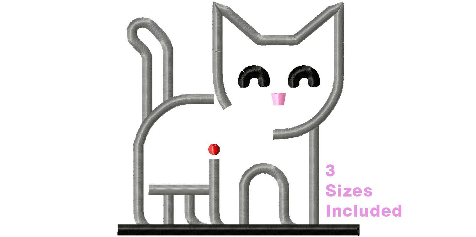 Cat Embroidery Patterns Cat Design Outline Cat Embroidery Multiple Sizes Machine Embroidery Design Embroidery Patterns Embroidery Files Instant Download