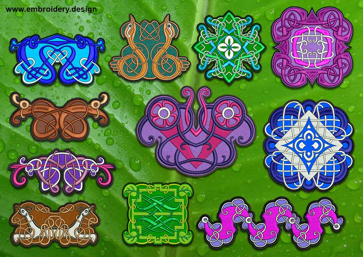 Celtic Embroidery Pattern Celtic Knots Patches Transparent Background Embroidery Designs Pack