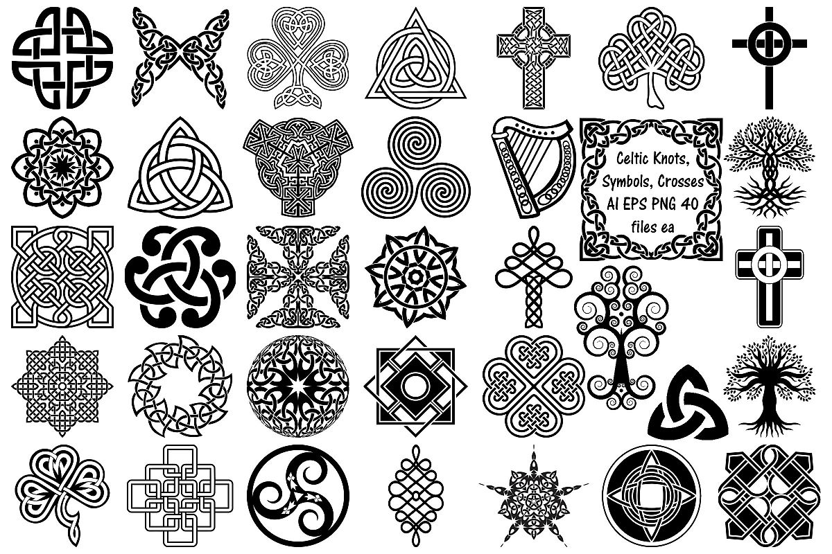 Celtic Embroidery Pattern Celtic Symbols Knots Crosses Ai Eps Png Irish Clip Art