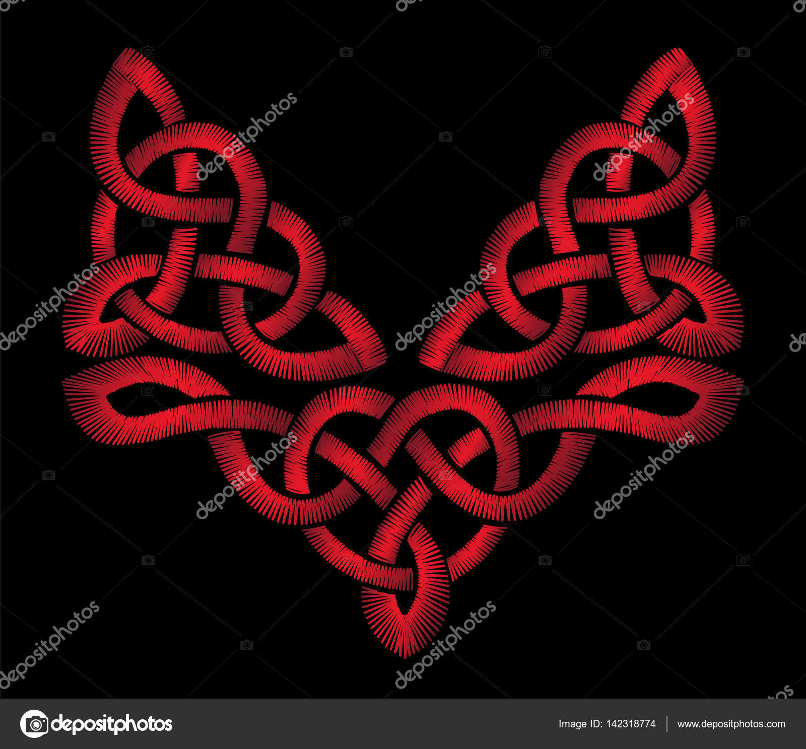 Celtic Embroidery Patterns Red Embroidery On A Black Background Celtic Patterns Stock Vector