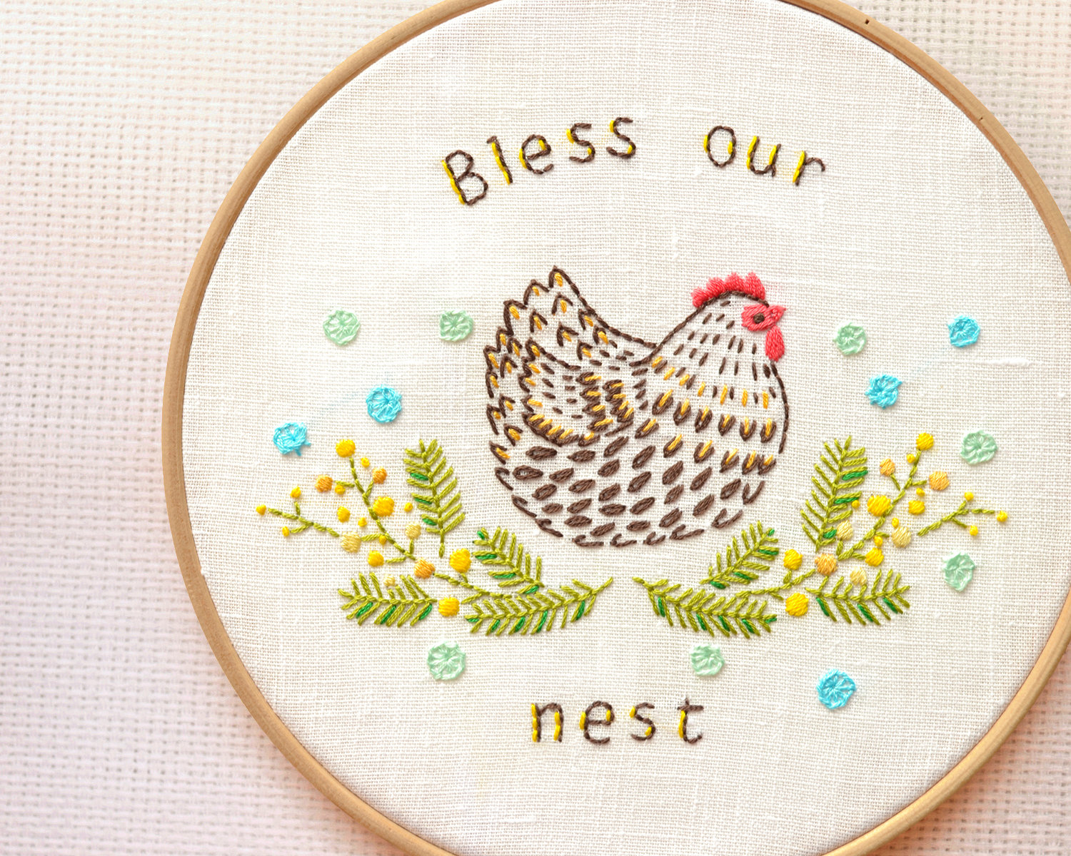 Chicken Embroidery Patterns Hand Embroidery Patterns Pdf Chicken Decor Bless Our Nest Easter Embroidery Family Simbol Naiveneedle