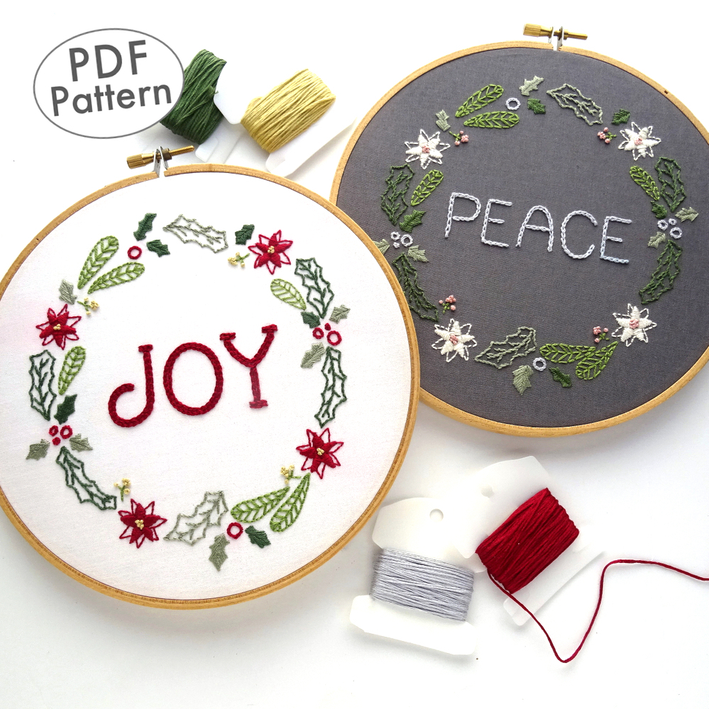 Christmas Hand Embroidery Patterns Christmas Wreath Hand Embroidery Pattern