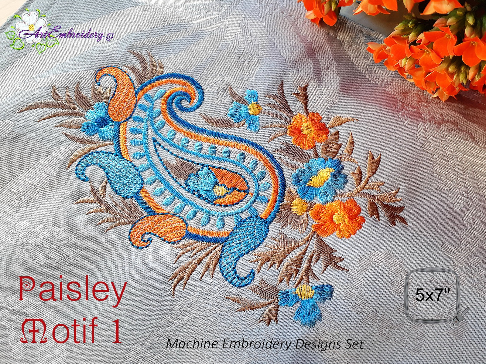 Convert Picture To Embroidery Pattern Paisley Motif 1 Machine Embroidery Designs Set For Hoop 5x7